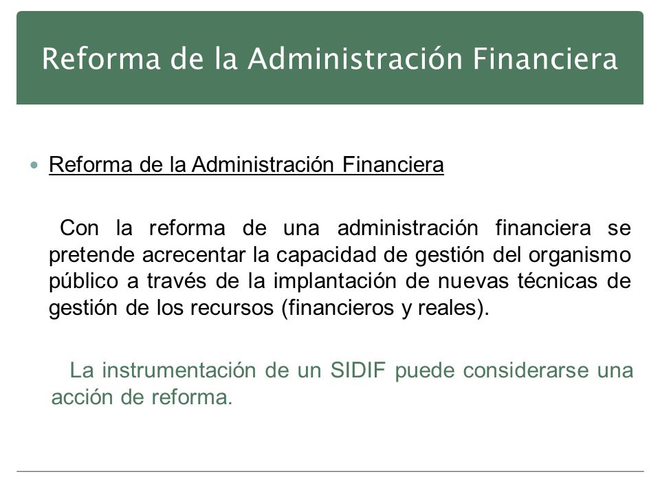 Reforma de la Administración Financiera