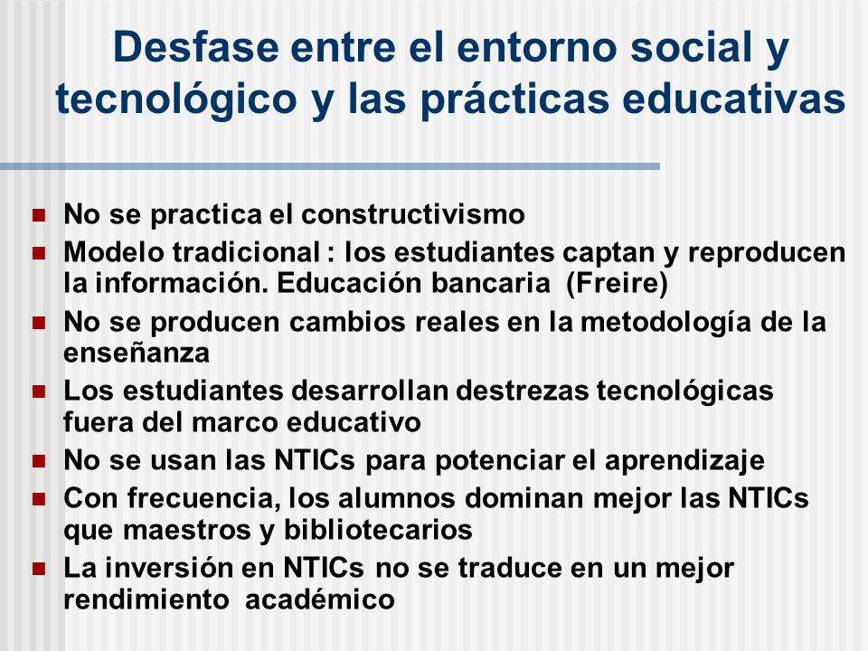 Desfase entre el entorno social y tecnológico y las prácticas educativas