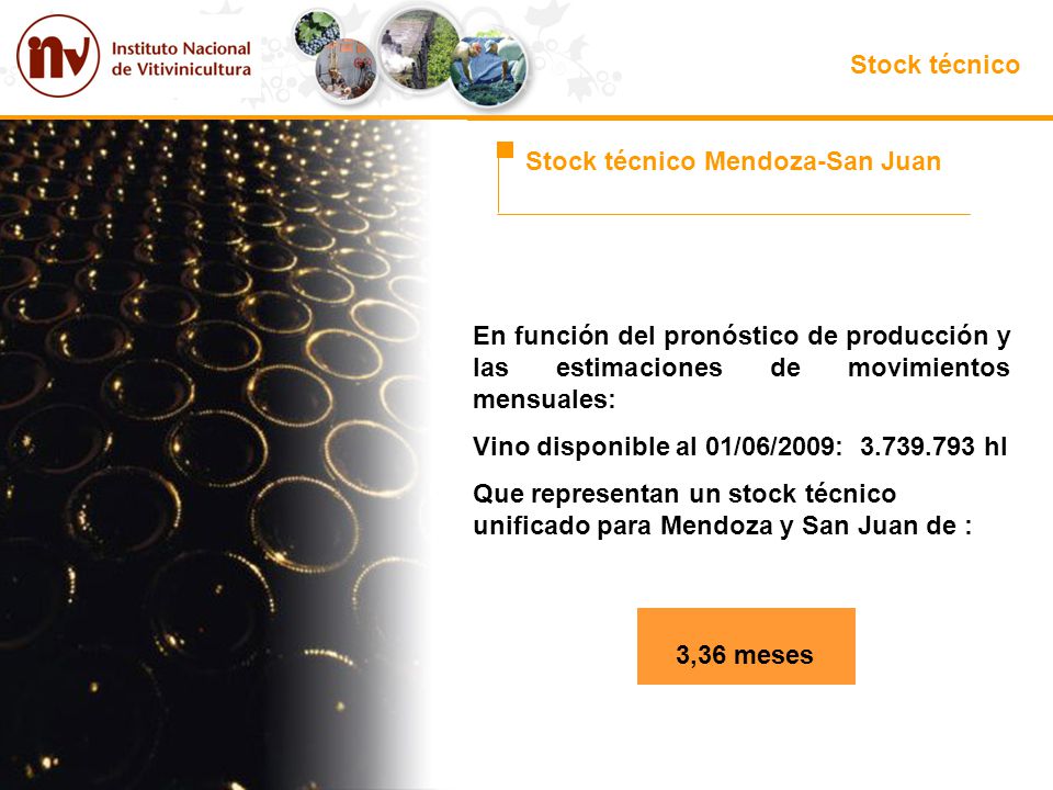 Stock técnico Stock técnico Mendoza-San Juan. En función del pronóstico de producción y las estimaciones de movimientos mensuales: