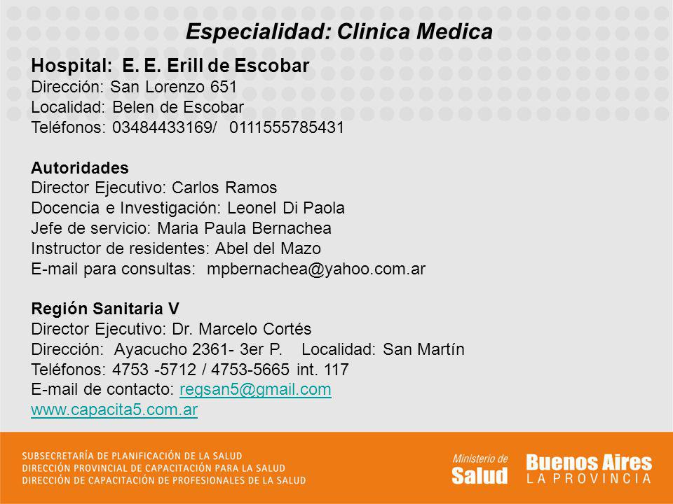 Especialidad: Clinica Medica