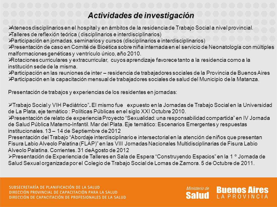 Actividades de investigación