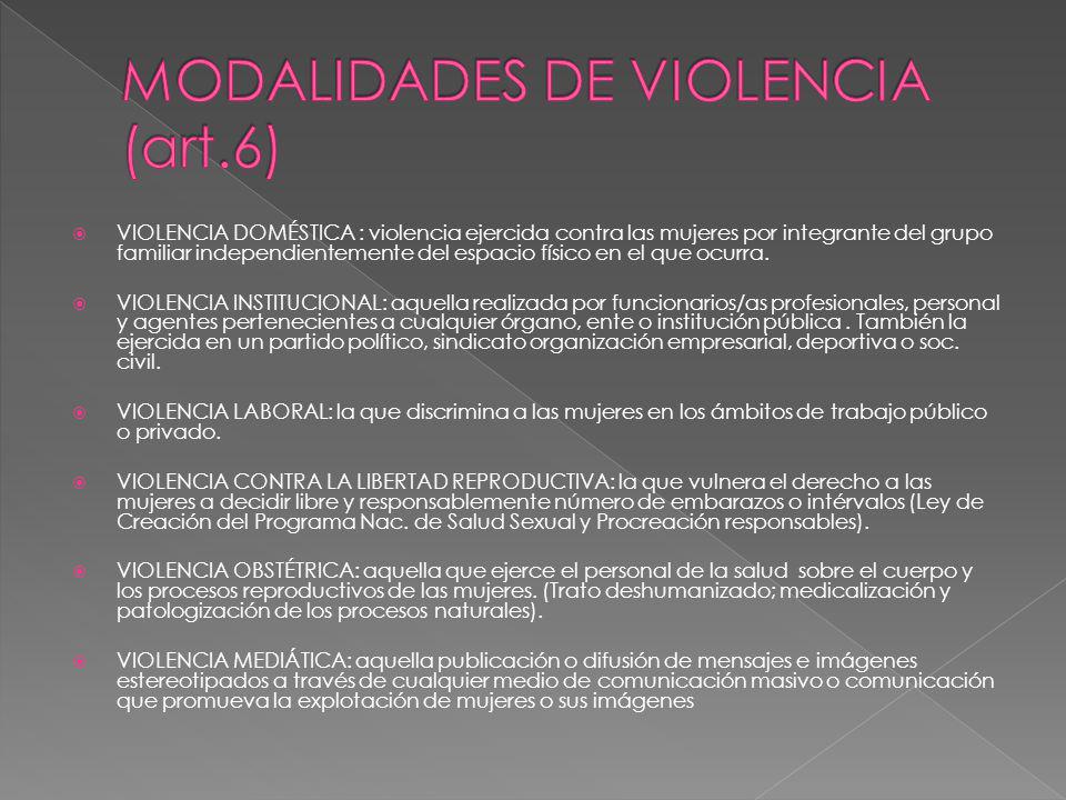 MODALIDADES DE VIOLENCIA (art.6)