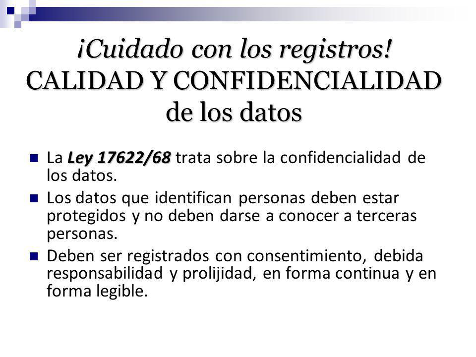 ¡Cuidado con los registros! CALIDAD Y CONFIDENCIALIDAD de los datos