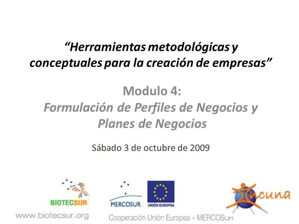 Herramientas metodológicas y Formulación de Perfiles de Negocios y
