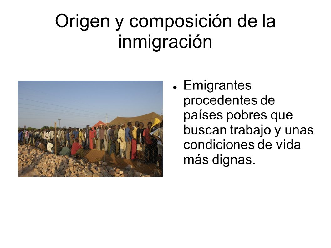 Origen y composición de la inmigración