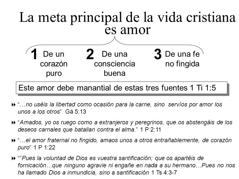 La meta principal de la vida cristiana es amor