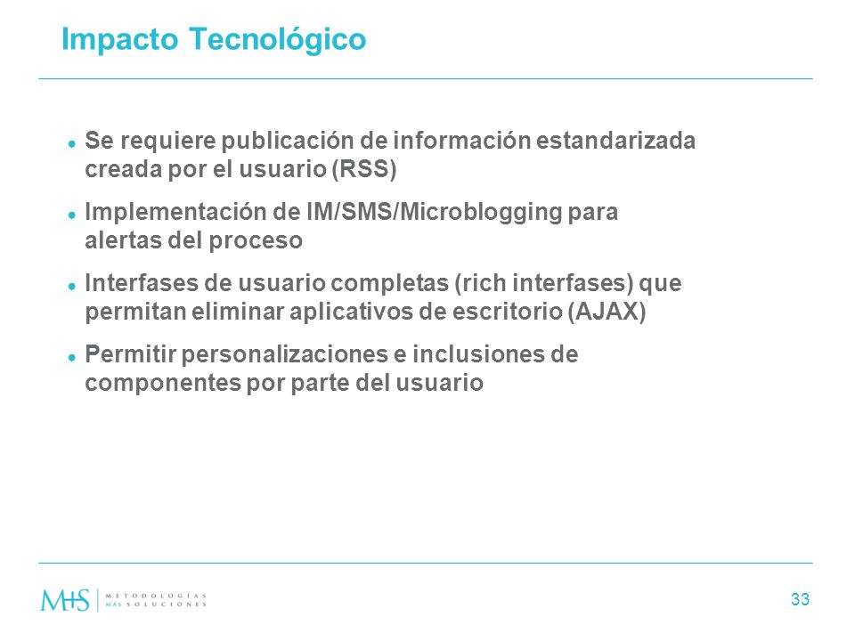 Impacto Tecnológico Se requiere publicación de información estandarizada creada por el usuario (RSS)