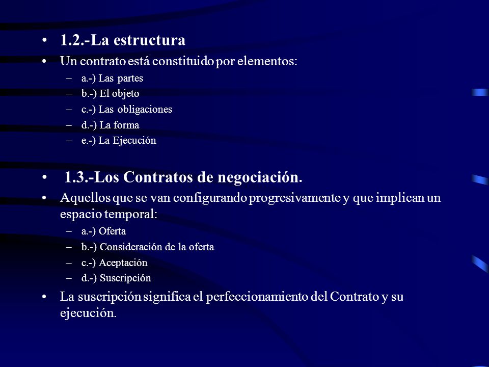 1.3.-Los Contratos de negociación.