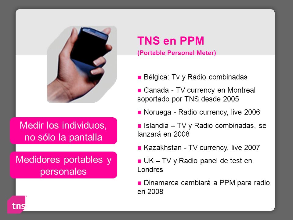 TNS en PPM Medir los individuos, no sólo la pantalla