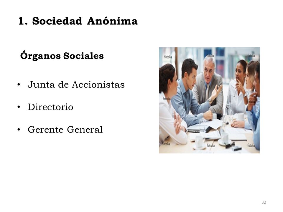 1. Sociedad Anónima Órganos Sociales Junta de Accionistas Directorio