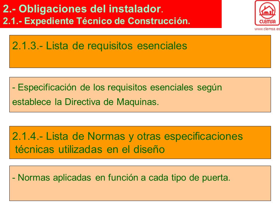 Lista de requisitos esenciales