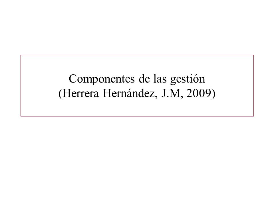 Componentes de las gestión (Herrera Hernández, J.M, 2009)