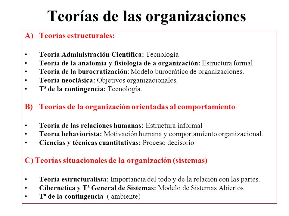Teorías de las organizaciones