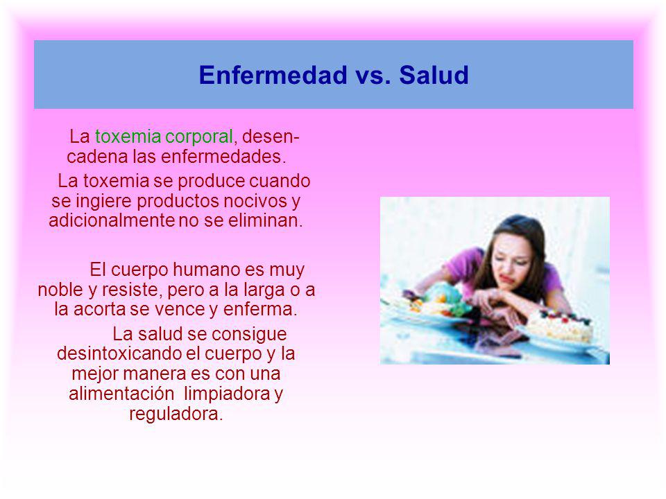 La toxemia corporal, desen-cadena las enfermedades.