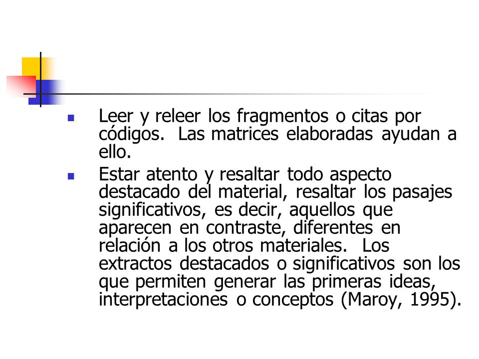 Leer y releer los fragmentos o citas por códigos