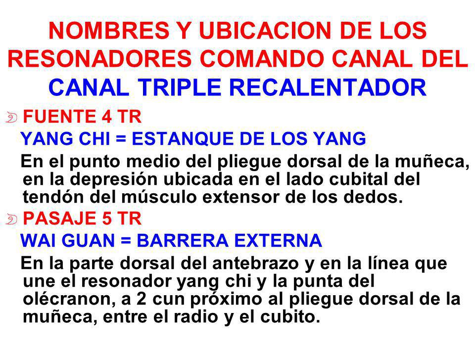 NOMBRES Y UBICACION DE LOS RESONADORES COMANDO CANAL DEL CANAL TRIPLE RECALENTADOR