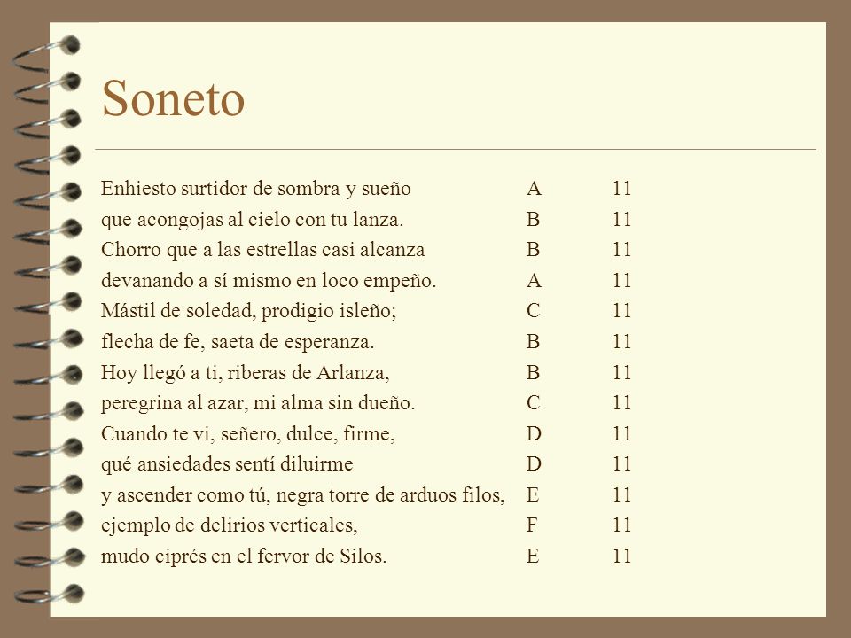 Soneto Enhiesto surtidor de sombra y sueño A 11