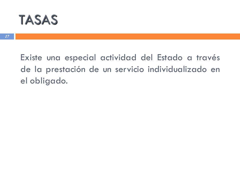 TASAS Existe una especial actividad del Estado a través de la prestación de un servicio individualizado en el obligado.