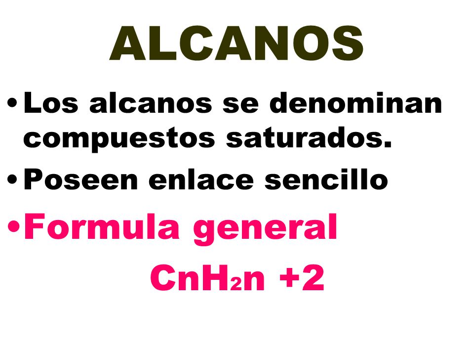 ALCANOS Formula general CnH2n +2