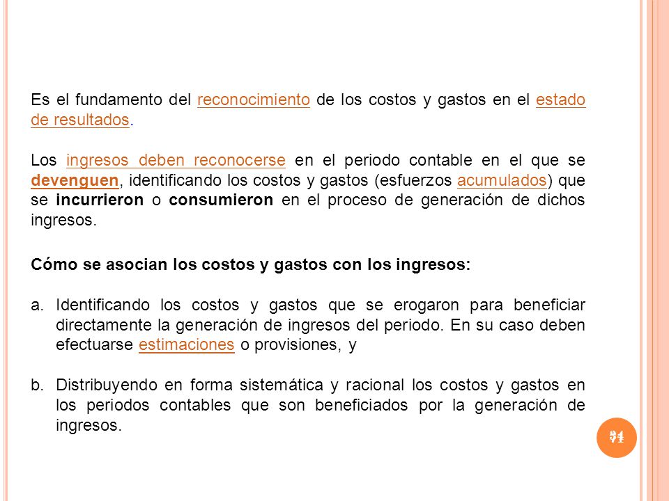 Cómo se asocian los costos y gastos con los ingresos:
