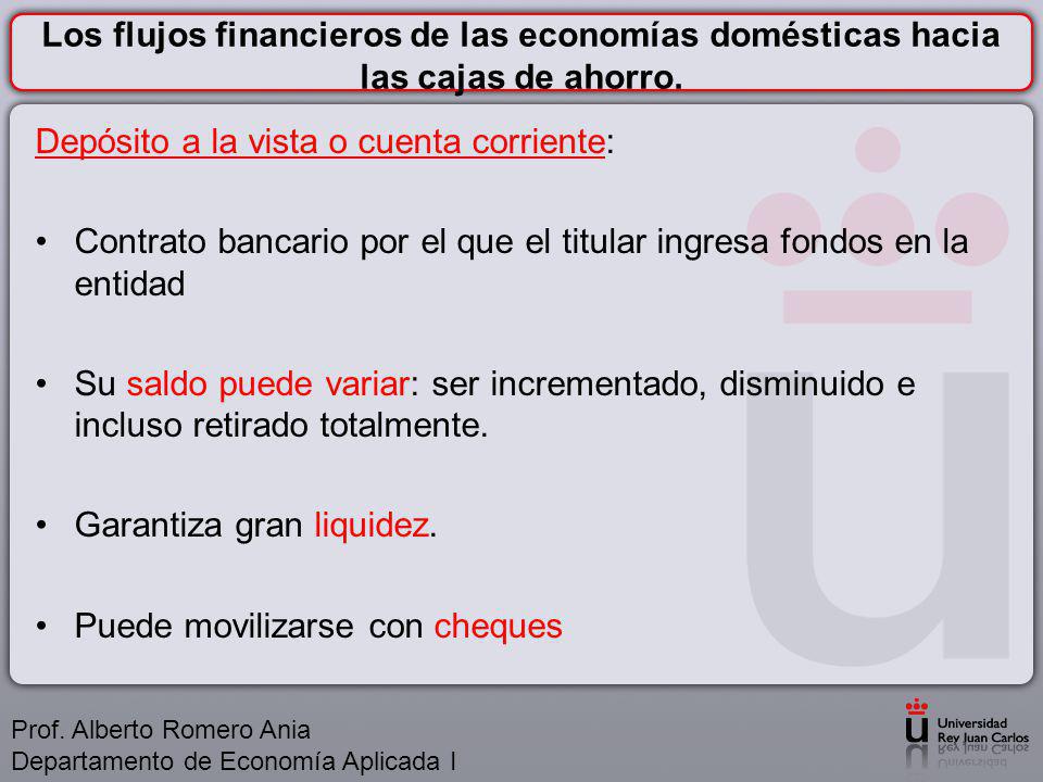Depósito a la vista o cuenta corriente: