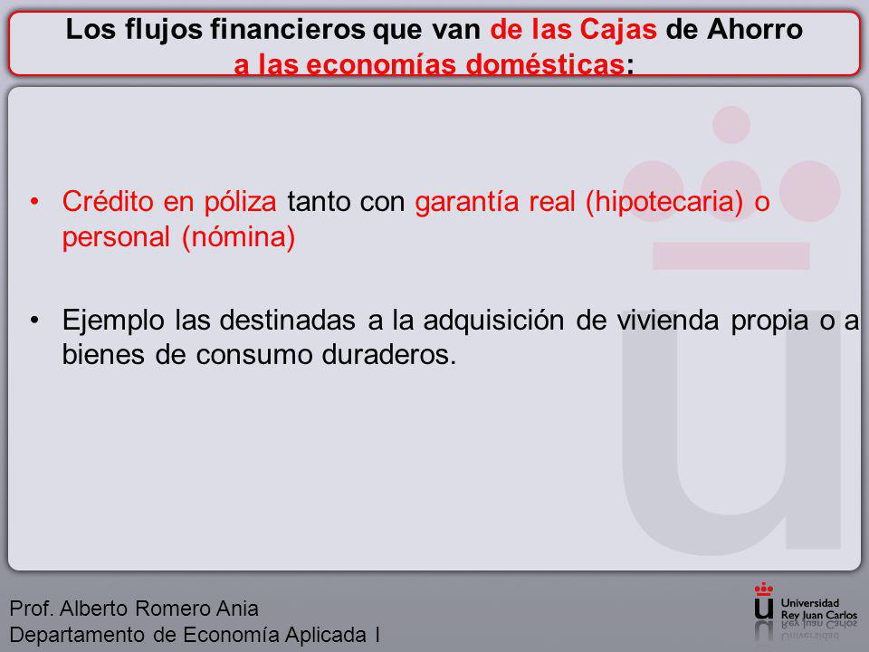 Los flujos financieros que van de las Cajas de Ahorro a las economías domésticas: