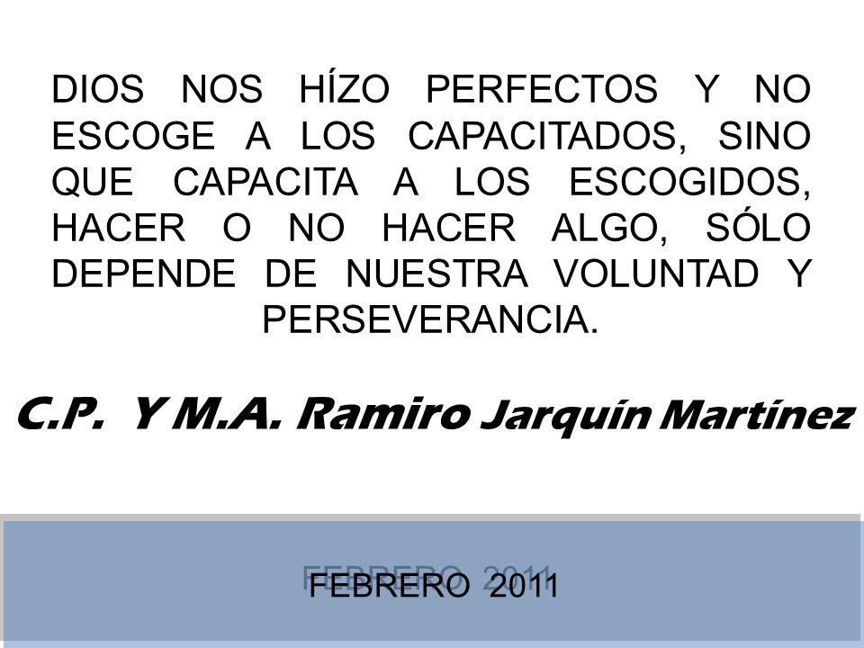 DIOS NOS HÍZO PERFECTOS Y NO ESCOGE A LOS CAPACITADOS, SINO QUE CAPACITA A LOS ESCOGIDOS, HACER O NO HACER ALGO, SÓLO DEPENDE DE NUESTRA VOLUNTAD Y PERSEVERANCIA.