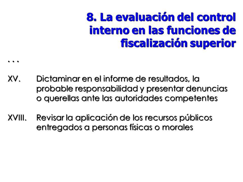 8. La evaluación del control interno en las funciones de fiscalización superior