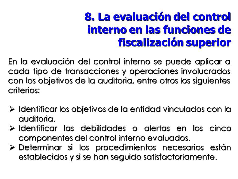 8. La evaluación del control interno en las funciones de fiscalización superior