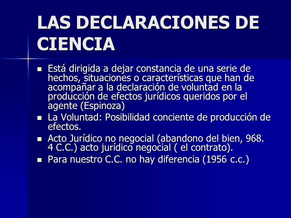 LAS DECLARACIONES DE CIENCIA