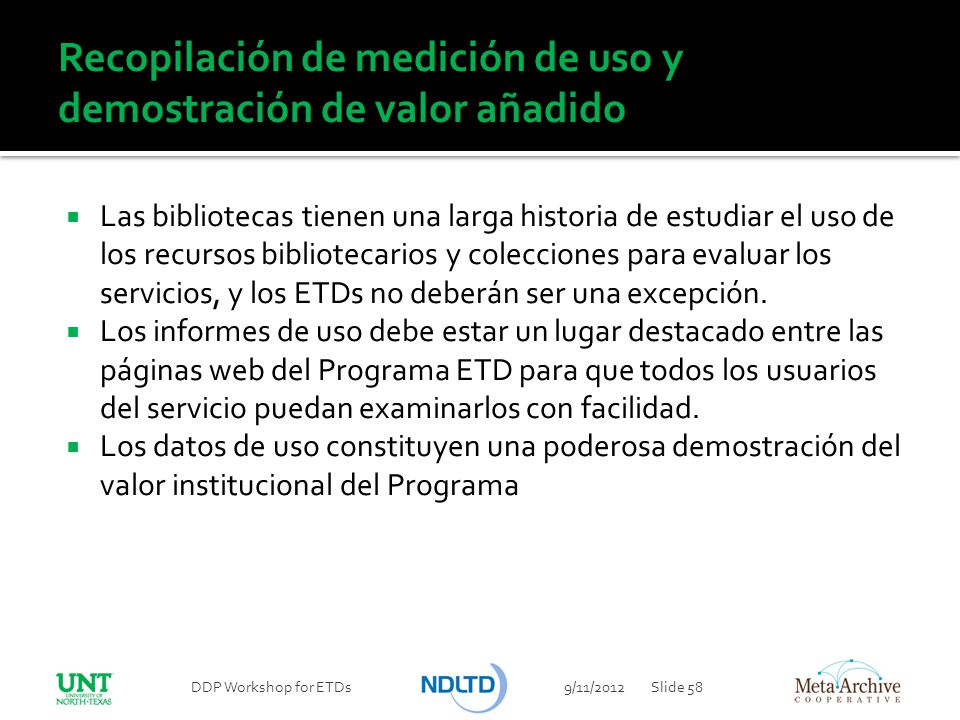 Recopilación de medición de uso y demostración de valor añadido