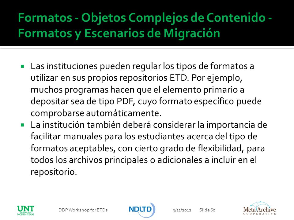 Formatos - Objetos Complejos de Contenido - Formatos y Escenarios de Migración