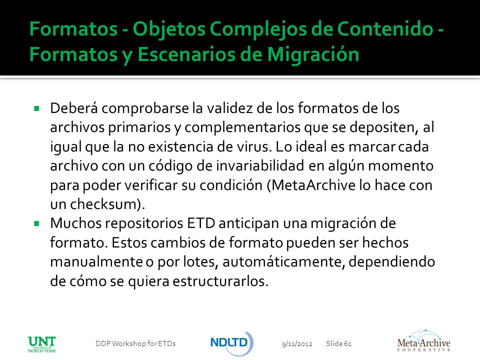 Formatos - Objetos Complejos de Contenido - Formatos y Escenarios de Migración