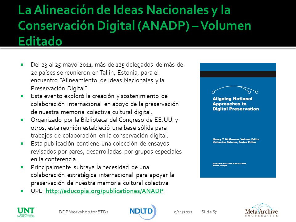 La Alineación de Ideas Nacionales y la Conservación Digital (ANADP) – Volumen Editado