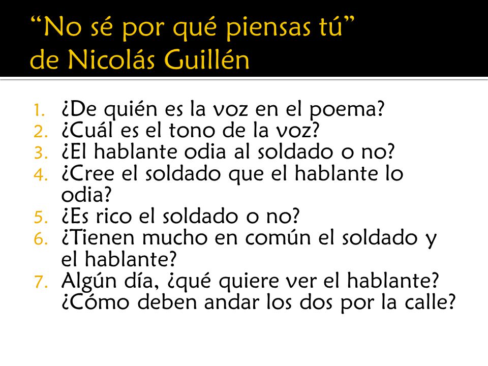 No sé por qué piensas tú de Nicolás Guillén