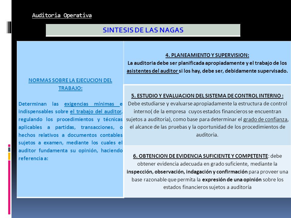 NORMAS SOBRE LA EJECUCION DEL TRABAJO: 4. PLANEAMIENTO Y SUPERVISION: