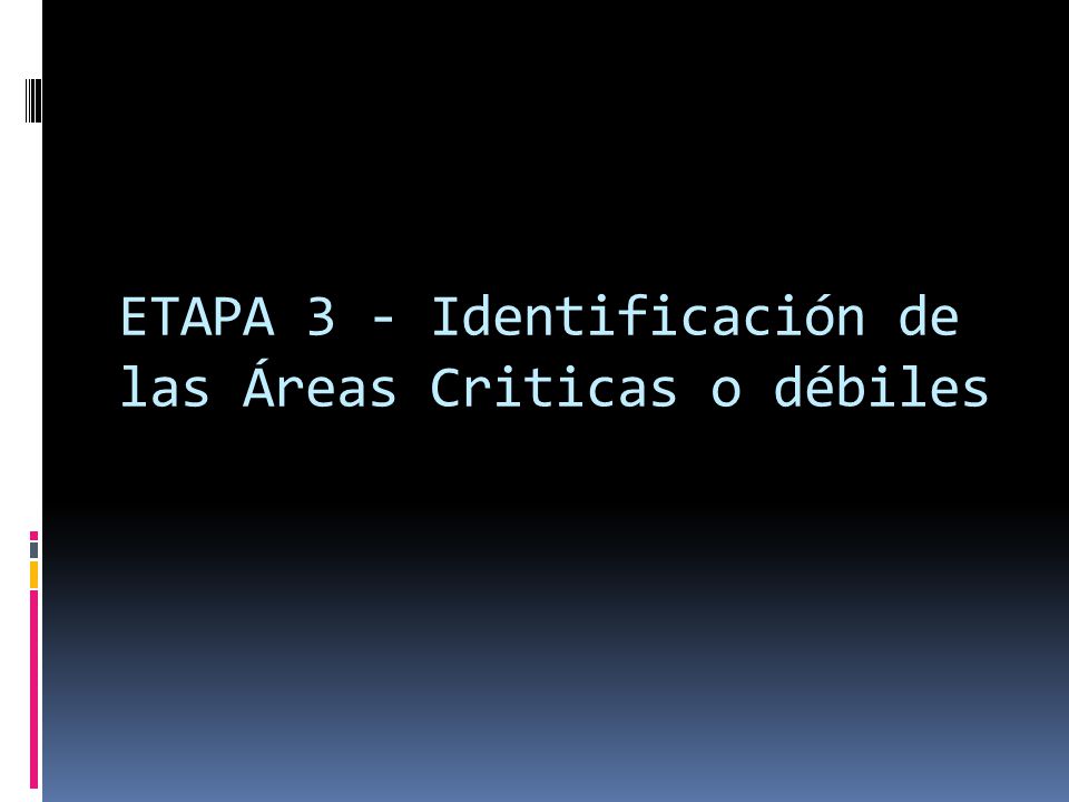 ETAPA 3 - Identificación de las Áreas Criticas o débiles