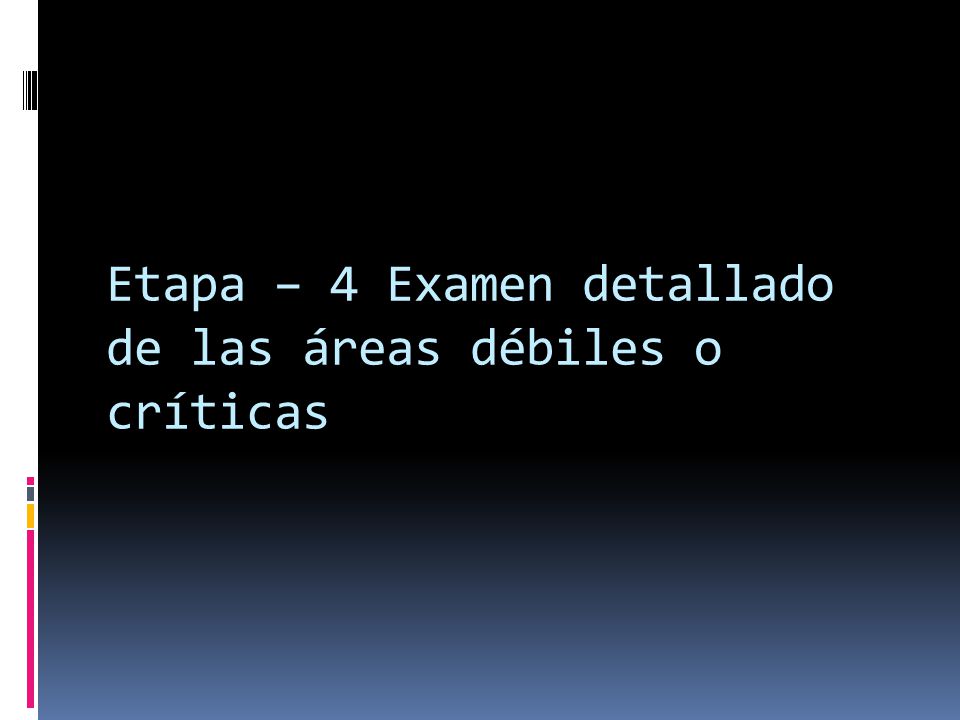 Etapa – 4 Examen detallado de las áreas débiles o críticas