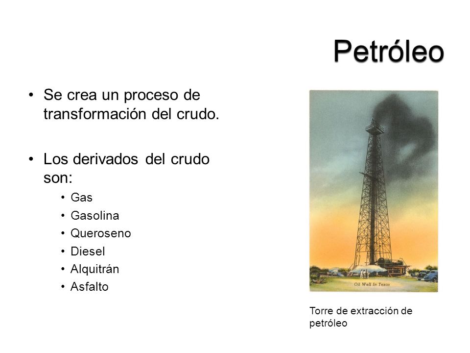 Petróleo Se crea un proceso de transformación del crudo.