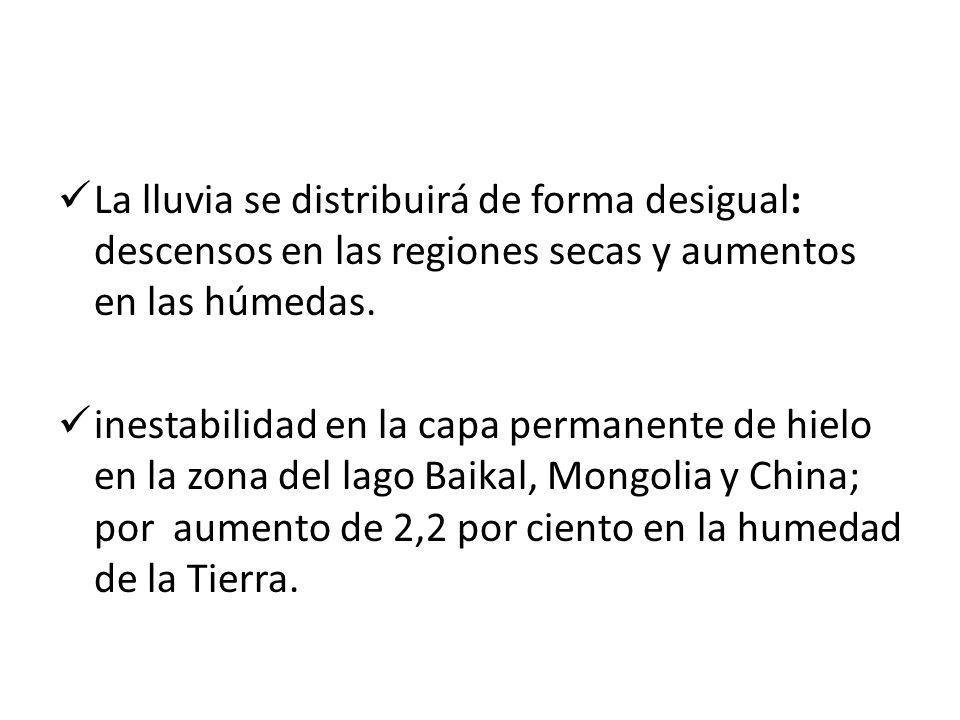 La lluvia se distribuirá de forma desigual: descensos en las regiones secas y aumentos en las húmedas.