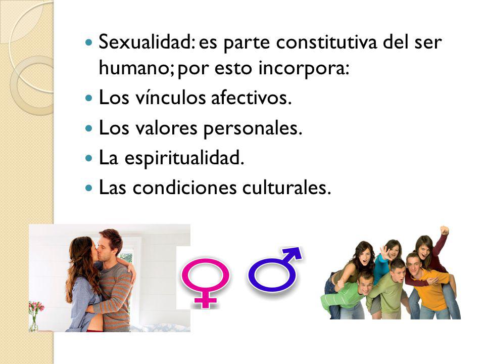 Sexualidad: es parte constitutiva del ser humano; por esto incorpora: