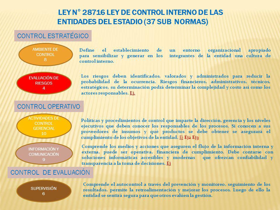 LEY N° LEY DE CONTROL INTERNO DE LAS ENTIDADES DEL ESTADIO (37 SUB NORMAS)