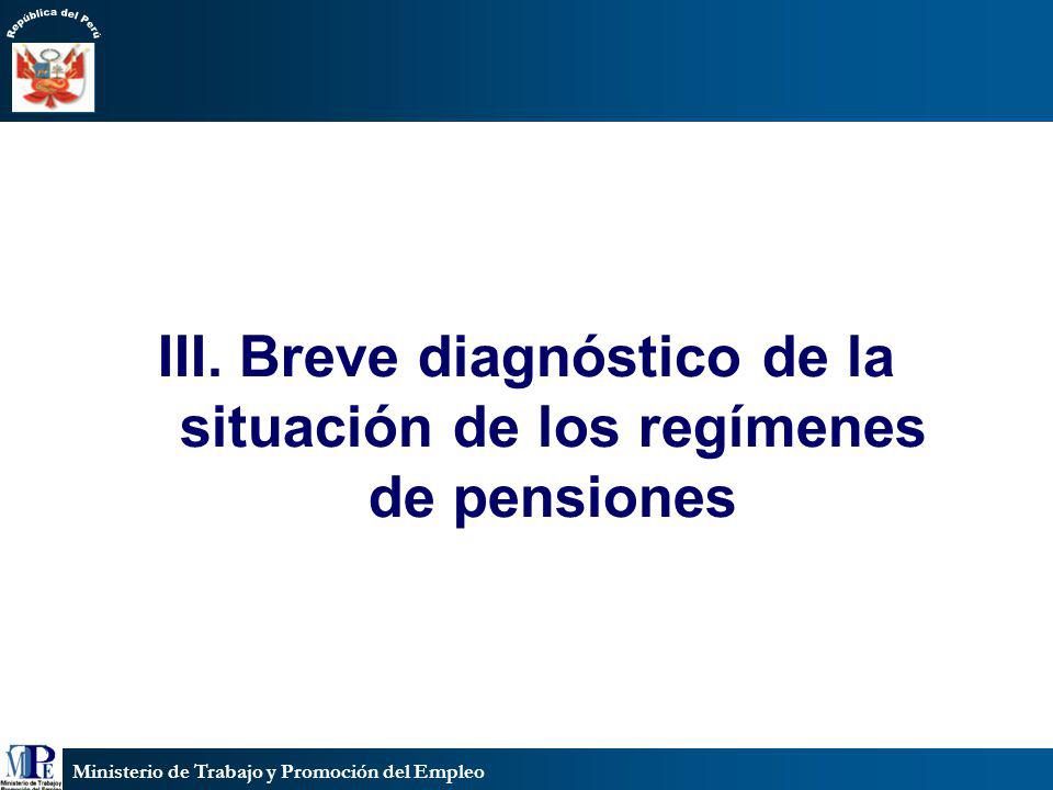 III. Breve diagnóstico de la situación de los regímenes de pensiones
