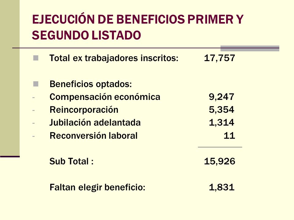 EJECUCIÓN DE BENEFICIOS PRIMER Y SEGUNDO LISTADO