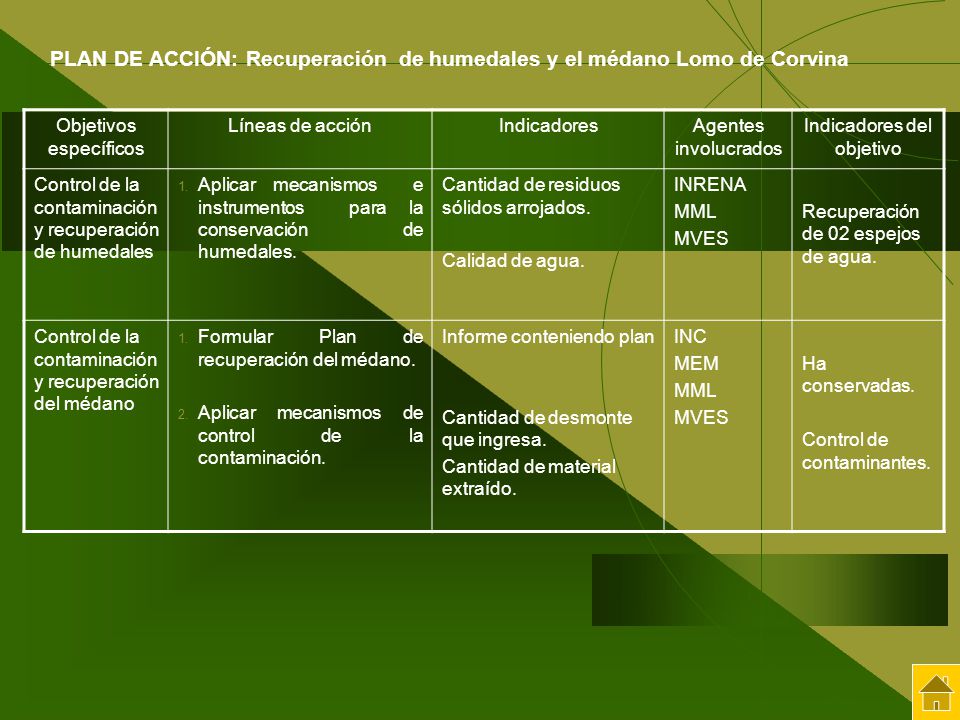 PLAN DE ACCIÓN: Recuperación de humedales y el médano Lomo de Corvina