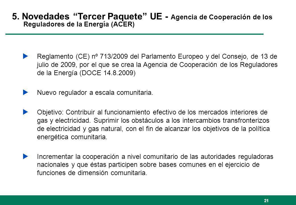 5. Novedades Tercer Paquete UE - Agencia de Cooperación de los Reguladores de la Energía (ACER)