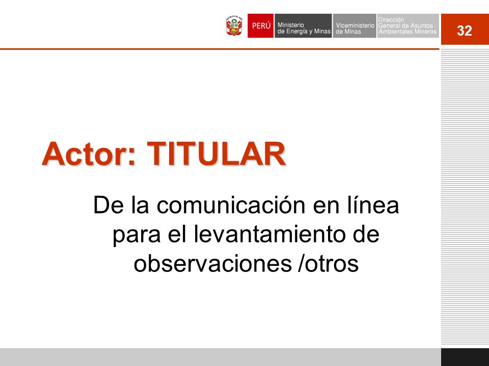 Actor: TITULAR De la comunicación en línea para el levantamiento de observaciones /otros 32
