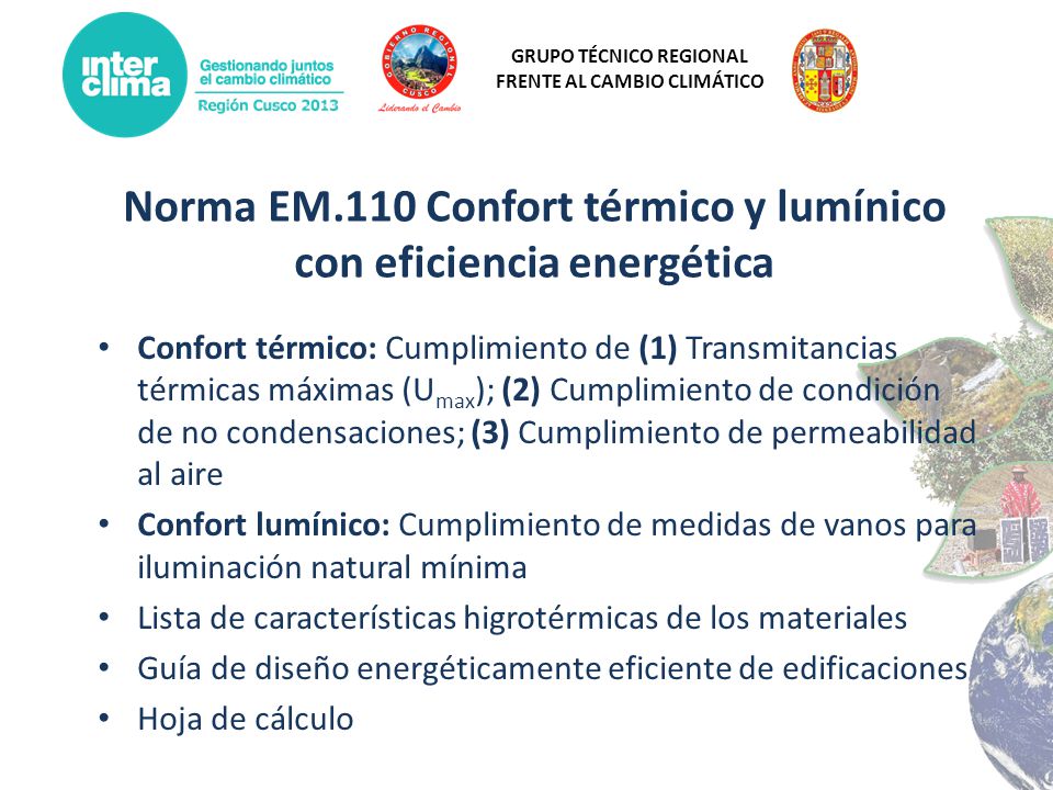 Norma EM.110 Confort térmico y lumínico con eficiencia energética