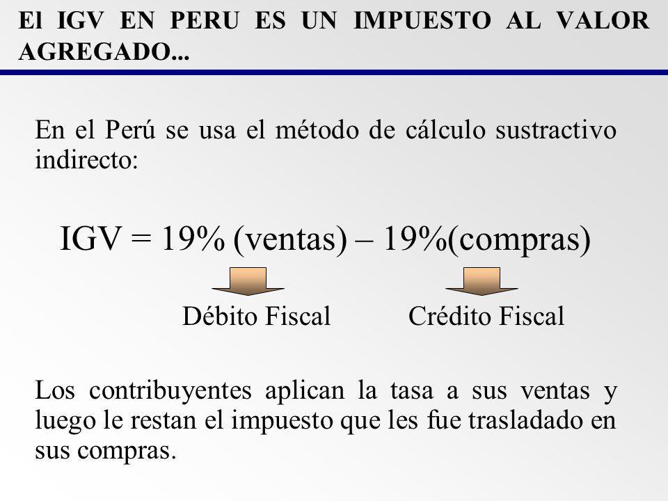 El IGV EN PERU ES UN IMPUESTO AL VALOR AGREGADO...