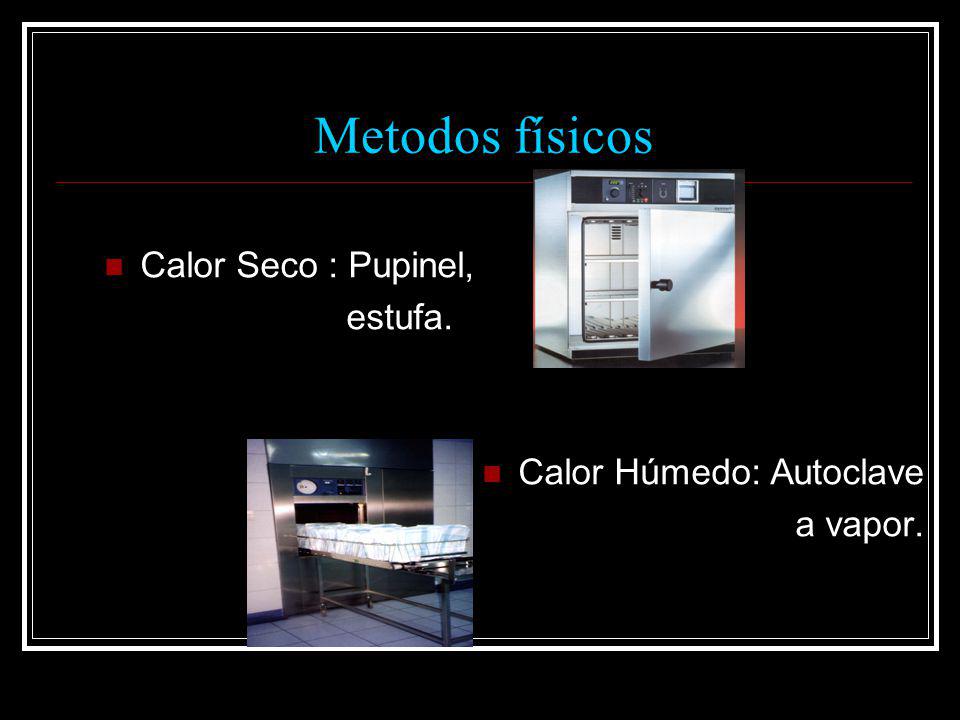 Metodos físicos Calor Seco : Pupinel, estufa. Calor Húmedo: Autoclave